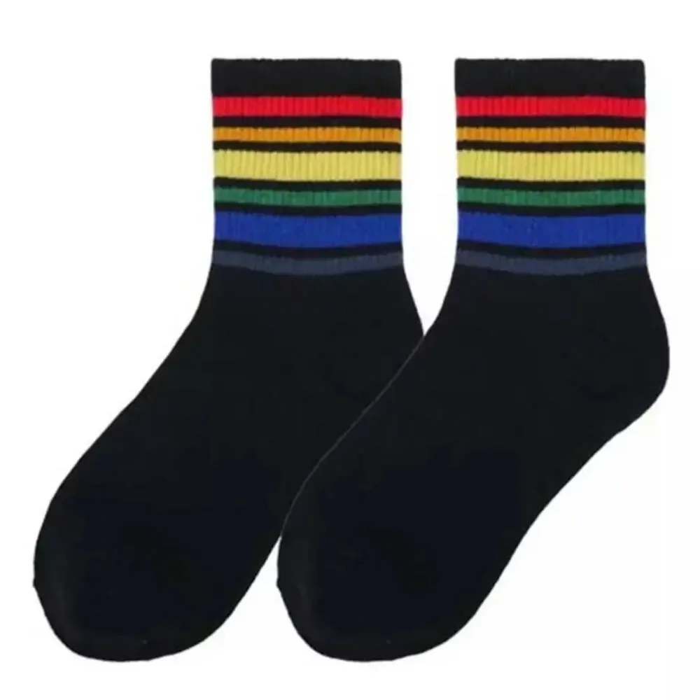 2 pairs Women's Socks Cotton Rainbow Stripes Socks